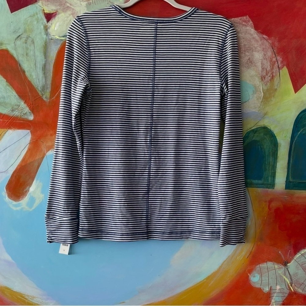 Talbot Shirt Blue White Stripe Size Small Classic Long Sleeve Crewneck Very Soft